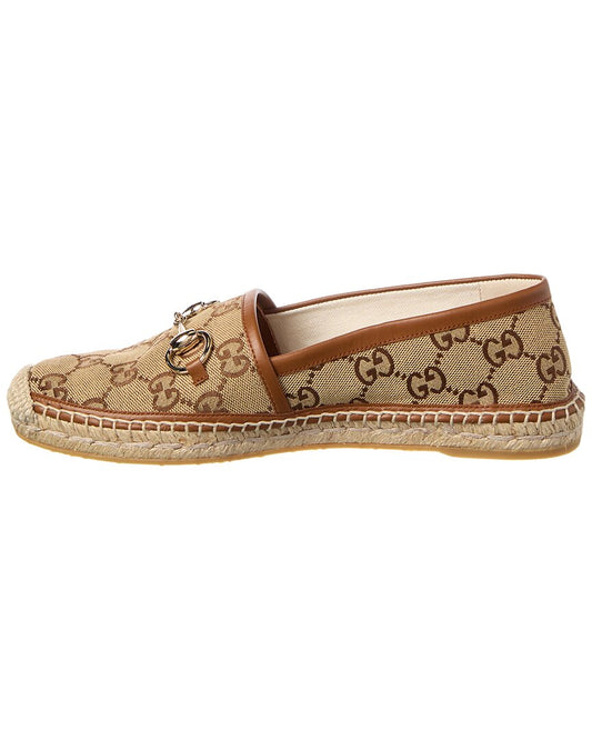 Gucci Horsebit Gg Canvas & Leather Espadrille