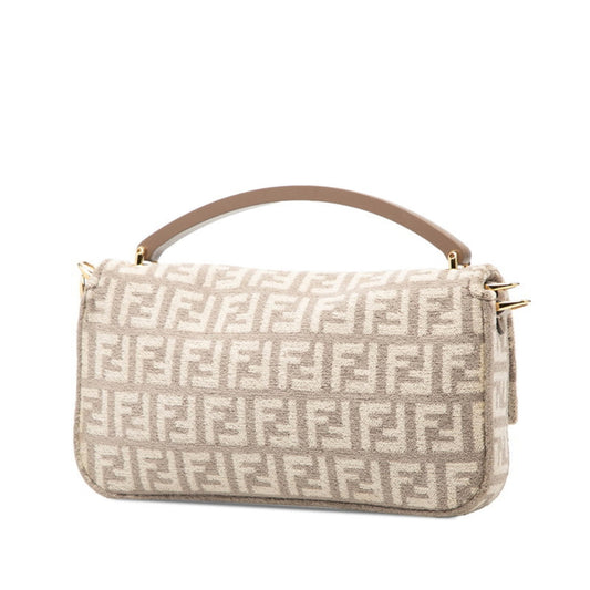 Fendi Zucchino Gray Fabric Leather Handbag Shoulder Bag ()