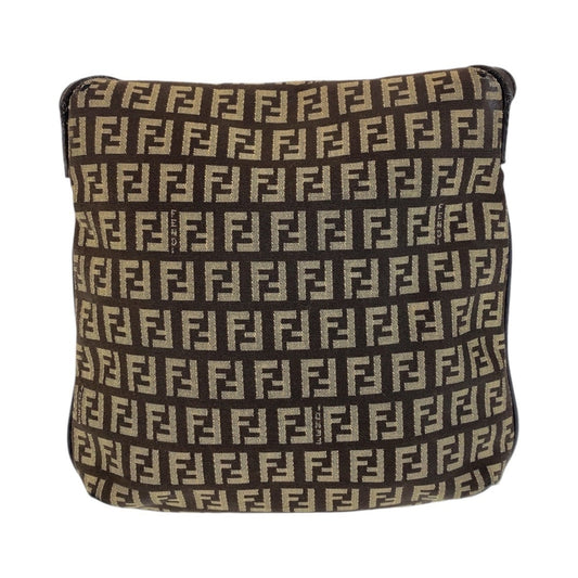 Fendi Zucchino Brown Canvas Pochette Shoulder Bag ()