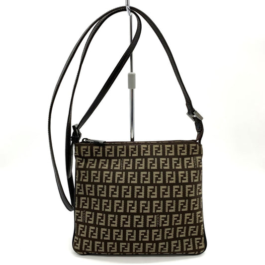 Fendi Zucchino Brown Canvas Shoulder Bag ()