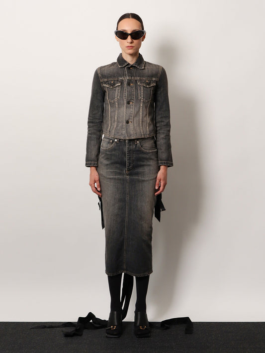 Balenciaga Women Denim Skirt With Laces Interwining