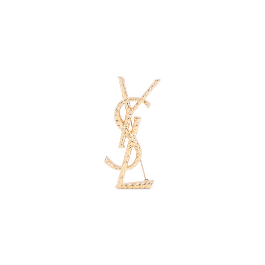 SAINT LAURENT YSL Metallic Brass Brooche Pin