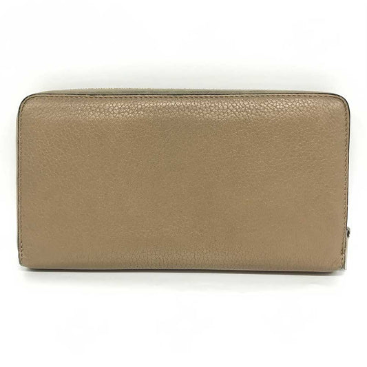 Celine Beige Leather Round Zip Long Wallet