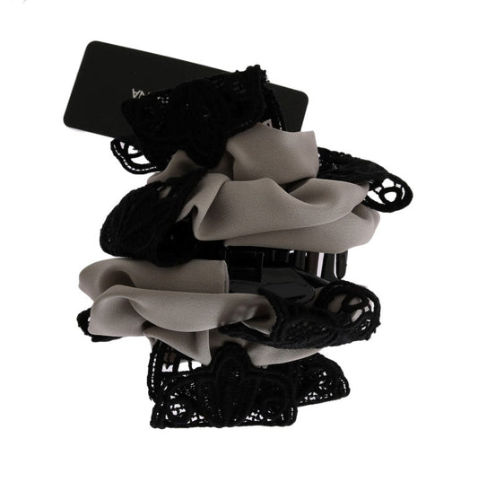 Dolce & Gabbana Gray Silk Black Lace Hair Women's Claw