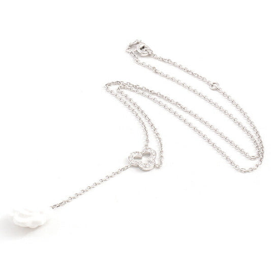 Chanel 18K White Gold Camelia Diamond Necklace