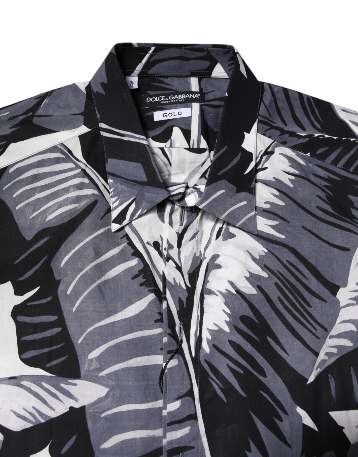 Dolce & Gabbana Multicolor GOLD Cotton Banana Leaf Print Men's Shirt