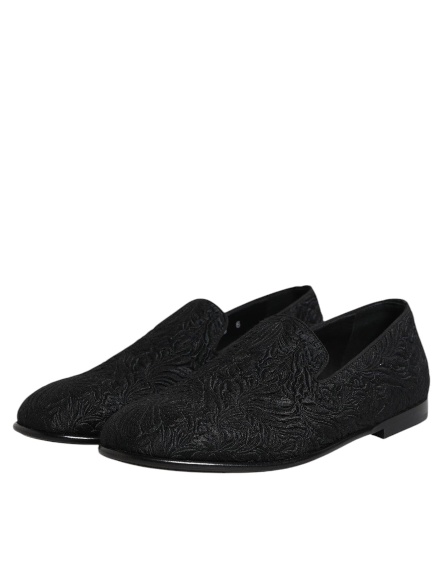 Dolce & Gabbana Black Jacquard Slip On Loafers Formal Men's Shoes