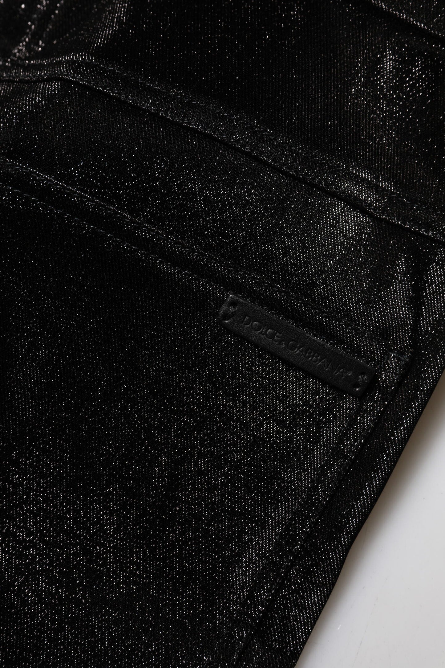 Dolce & Gabbana Black Cotton Stretch Silver Lurex Thread Women's Pants