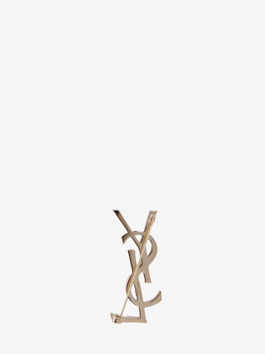 SAINT LAURENT Mini Textured Brass Brooch