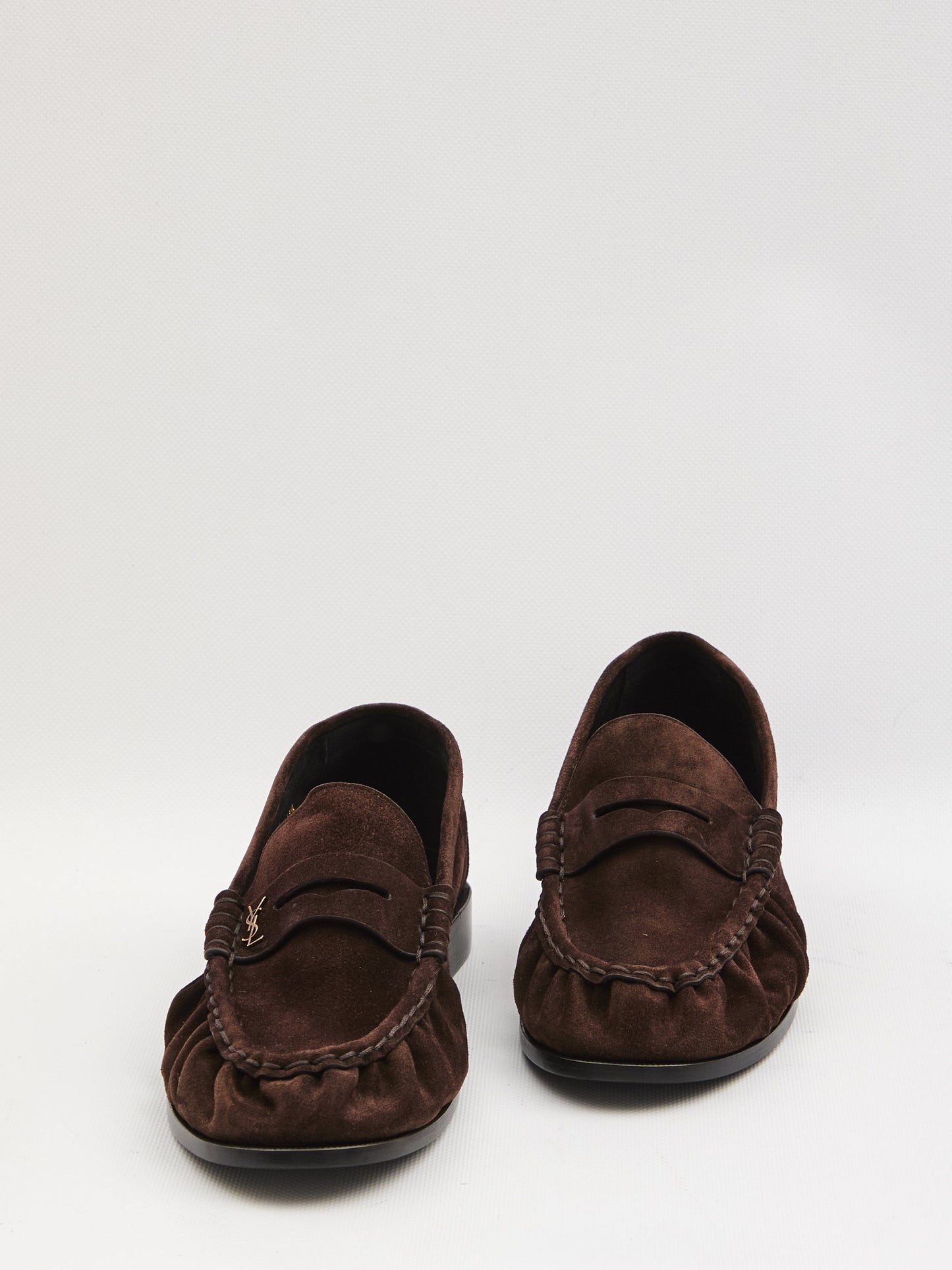 SAINT LAURENT Suede Loafers with Moc Toe - Women's