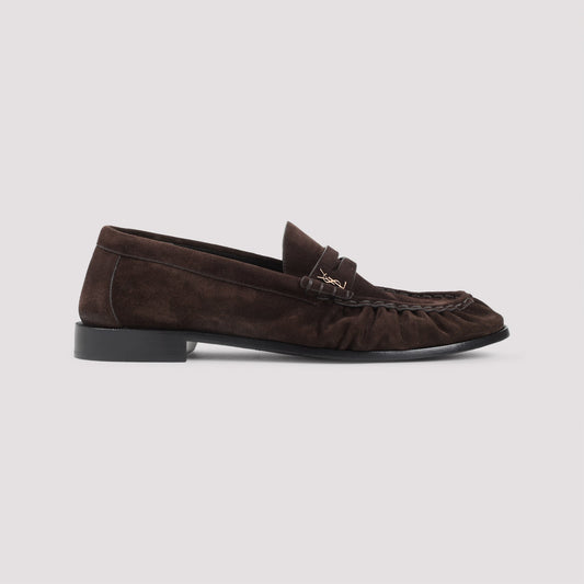 SAINT LAURENT Suede Loafers with Cassandre Detailing