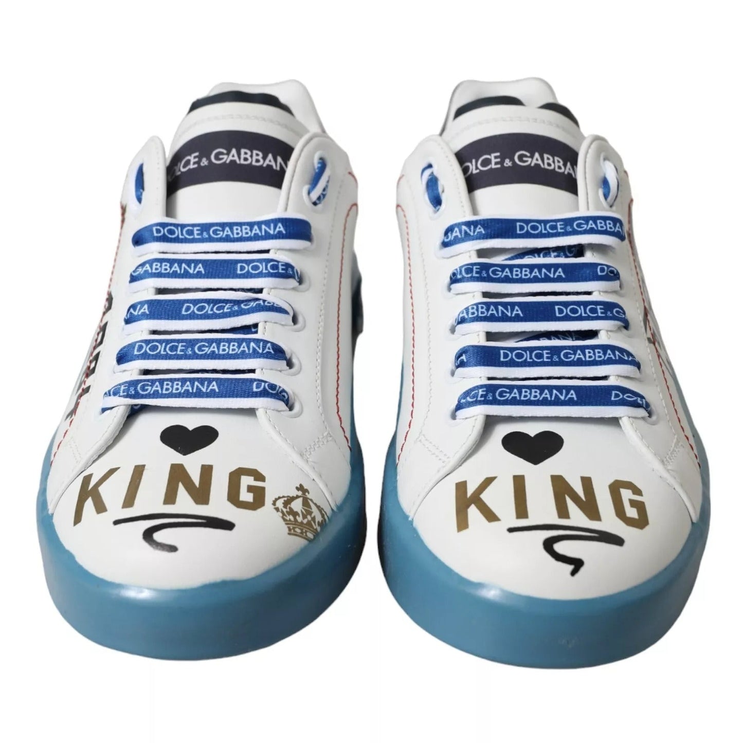 Dolce & Gabbana Blue White Printed Portofino Melt Men's Sneakers