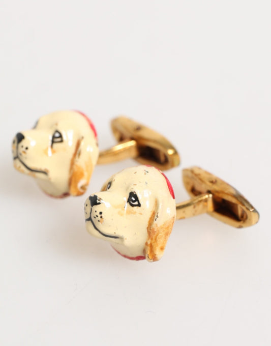 Dolce & Gabbana Brass Gold Tone Dog Puppy Men's Accessories Men's Cufflink