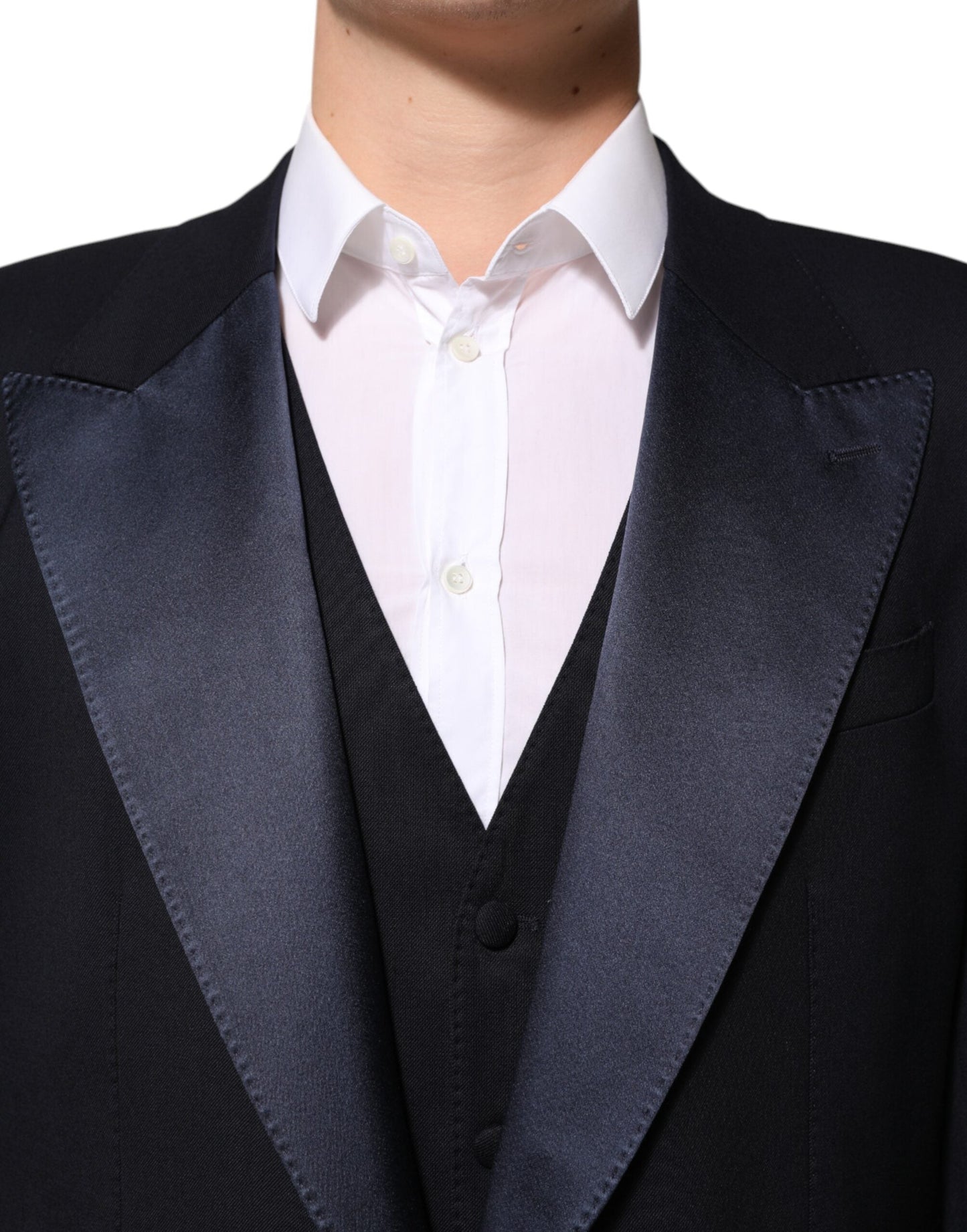 Dolce & Gabbana Black 3 Piece Wool Silk Blend Suit Men's SICILIA ()