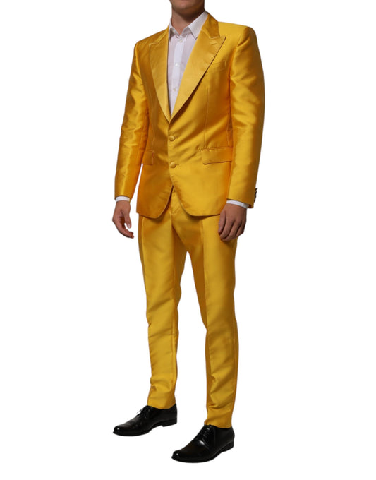 Dolce & Gabbana Yellow 2 Piece Silk Blend Men Suit Men's SICILIA ()