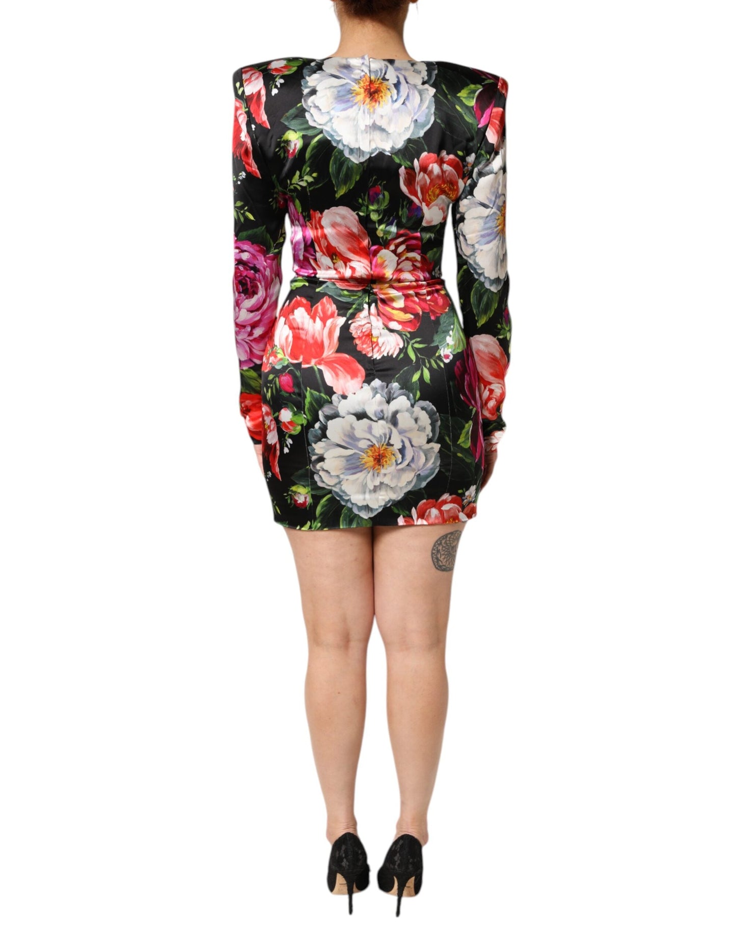 Dolce & Gabbana Black Floral Fiori Pittorici Bodycon Women's Dress ()