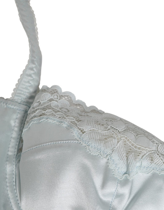Dolce & Gabbana Light Blue Silk Semi-Padded Balconette Women's Underwear