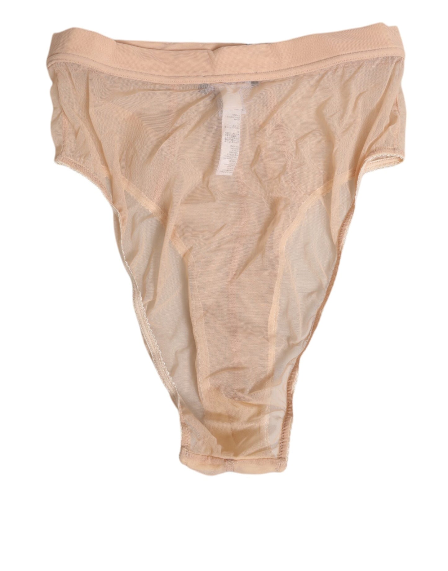 Dolce & Gabbana Beige Sheer Mesh High Waist Panty Women's Underwear