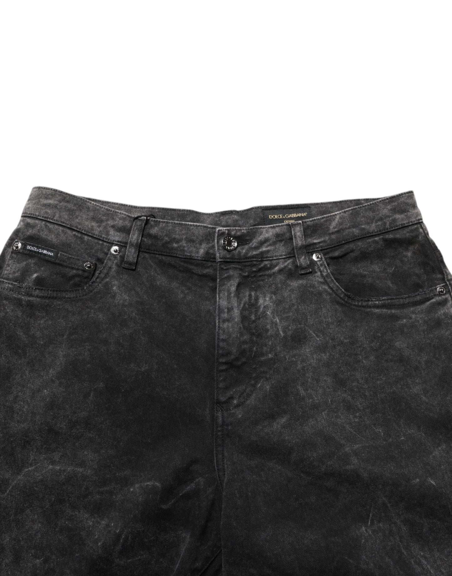 Dolce & Gabbana Black Cotton Mid Waist Denim Men Bermuda Men's Short