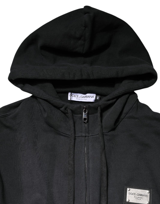 Dolce & Gabbana Black Logo FullZip Hooded Sweatshirt Men's Sweater ()