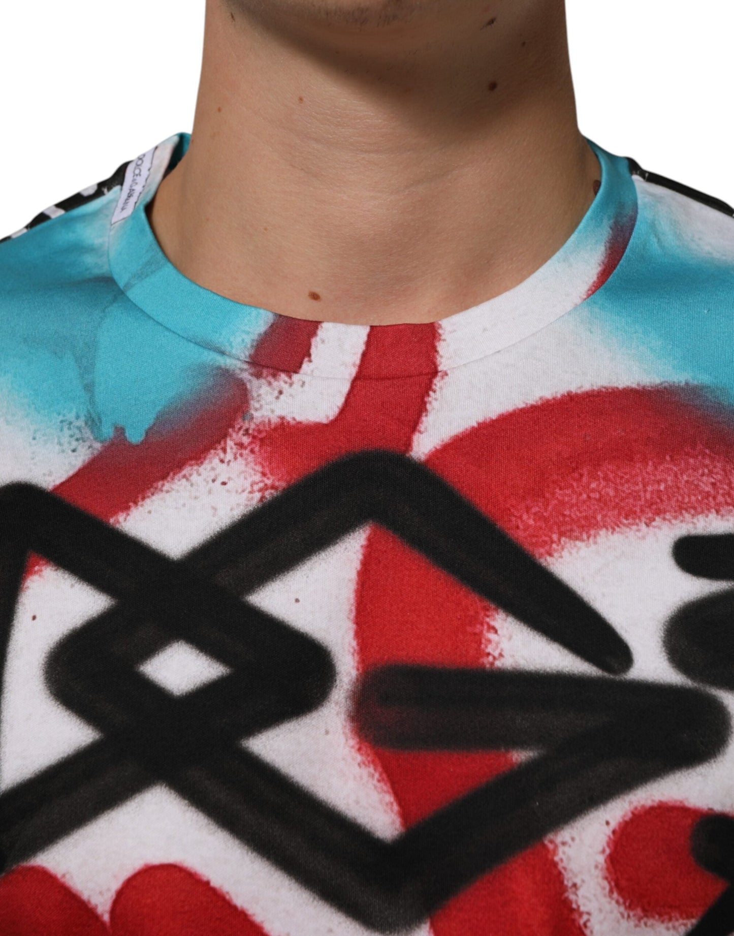 Dolce & Gabbana White Graffiti Crew Neck Short Sleeves Men's T-shirt