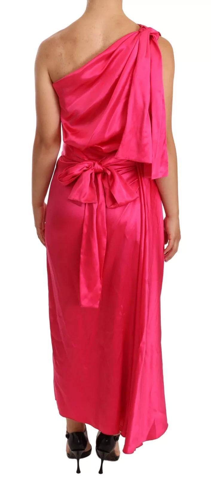 Dolce & Gabbana Pink Sheath Silk Bow Open Shoulder Women's Dress ()