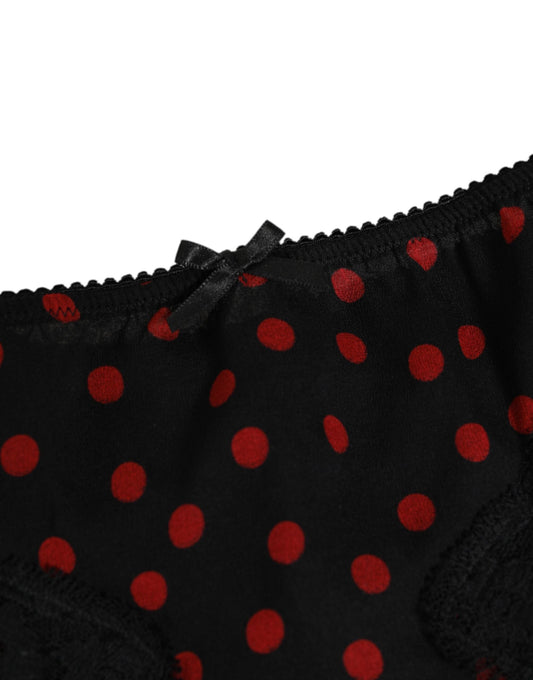 Dolce & Gabbana Black Polka Dotted Silk Low Waist Panty Women's Underwear
