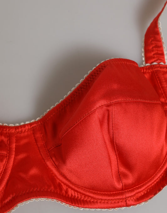Dolce & Gabbana Red Silk Satin Underwire Bra Semi-Pad Women's Underwear