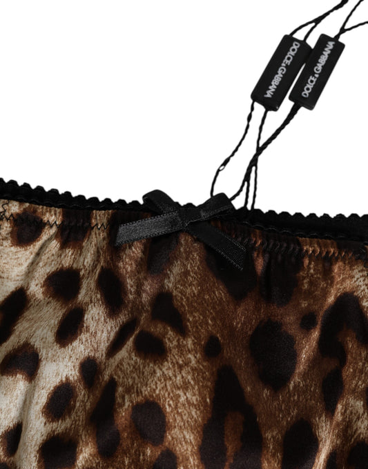 Dolce & Gabbana Brown Leopard Silk Mid Waist Panty Women's Underwear