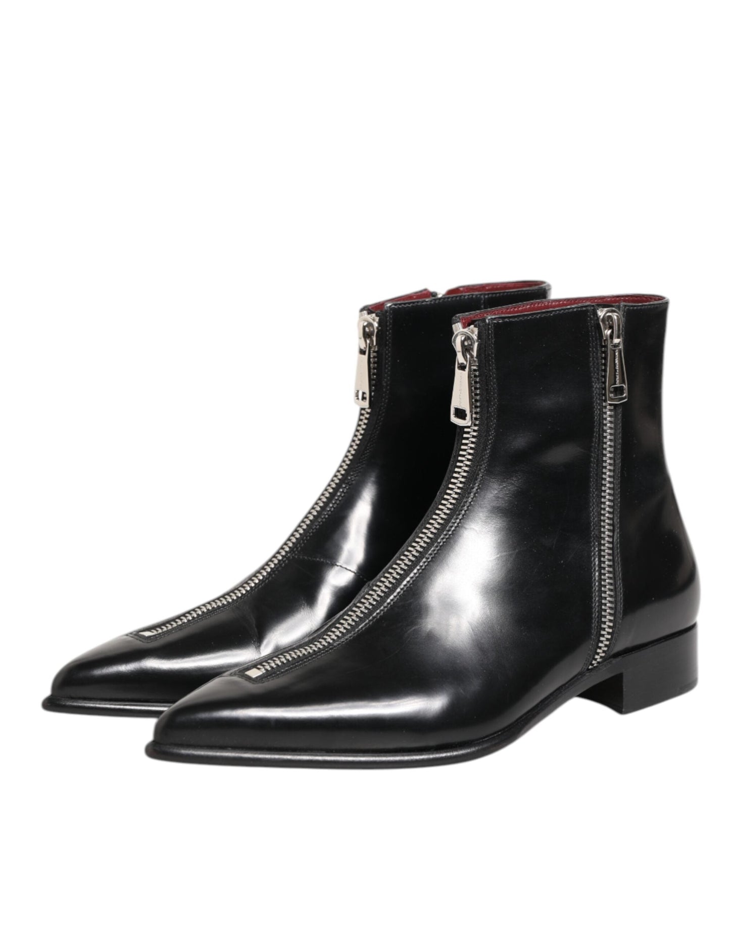 Dolce & Gabbana Black Calfskin Leather Men SHORT Boots Men's Shoes
