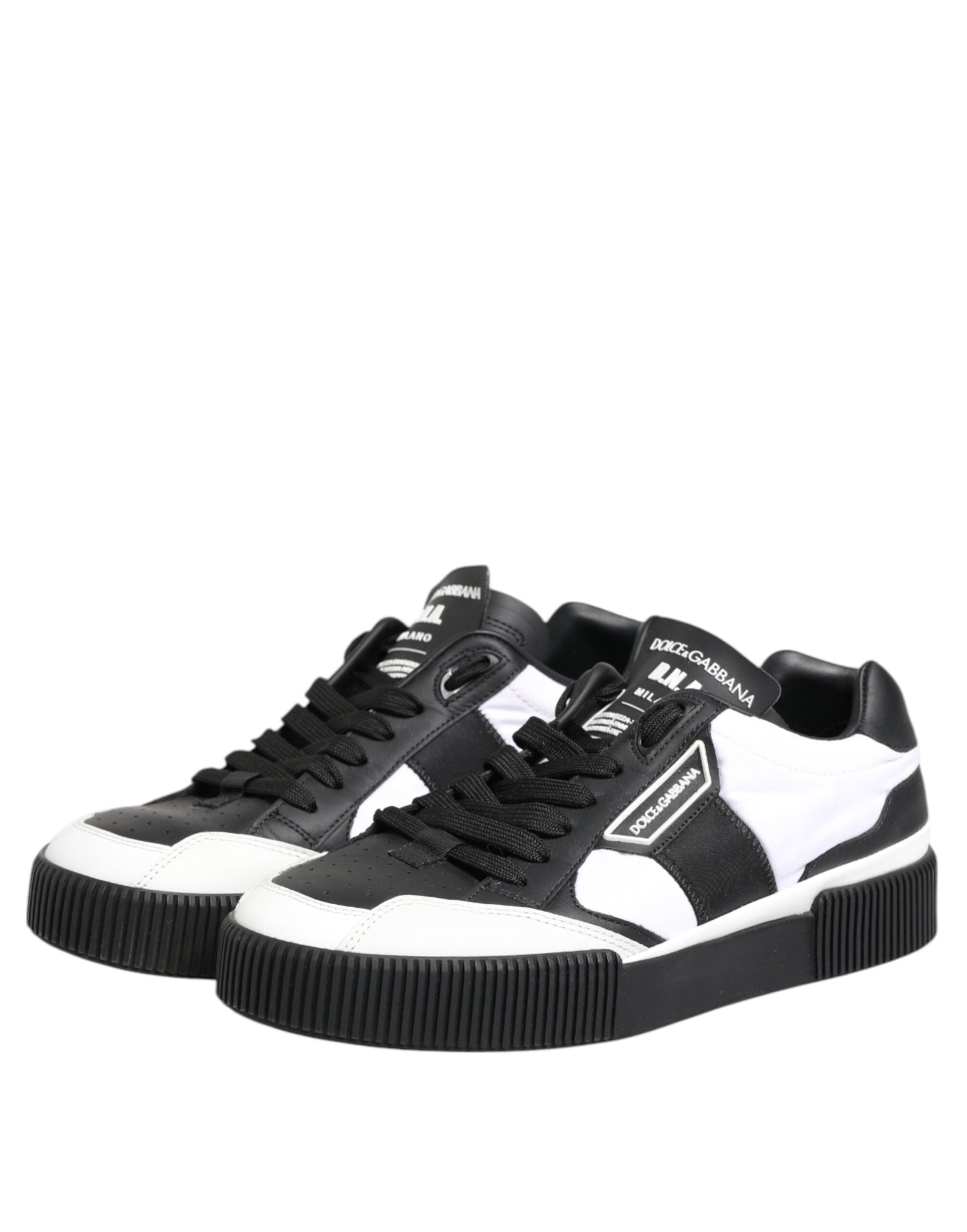 Dolce & Gabbana Black White Leather MIAMI Low Top Sneakers Men's Shoes ()