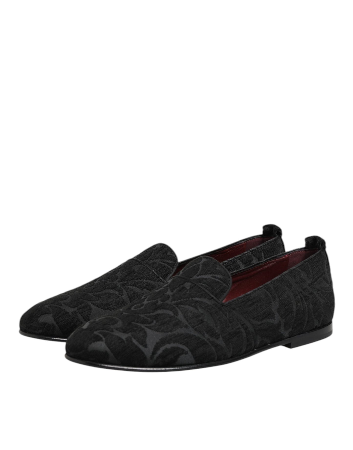 Dolce & Gabbana Black Brocade Loafers Slip On Men Dress Men's Shoes