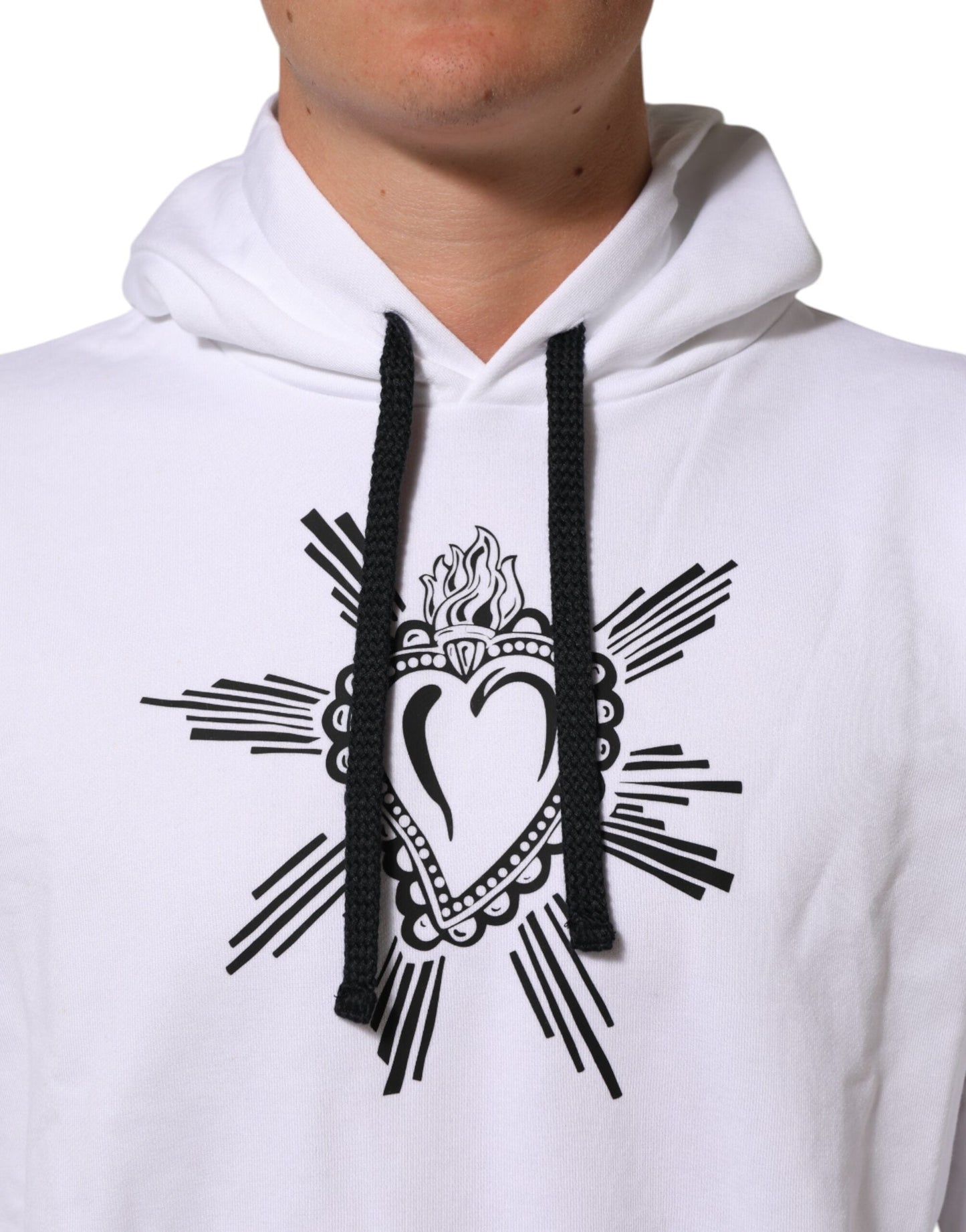 Dolce & Gabbana White Sacred Heart Hooded Sweatshirt Men's Sweater ()