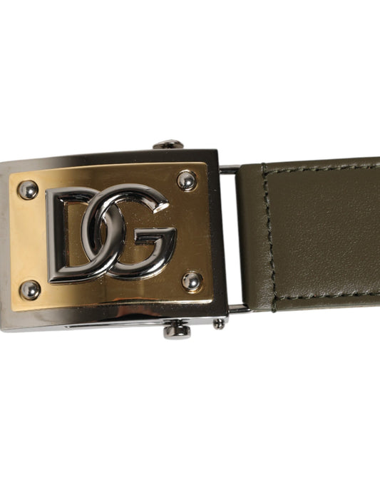 Dolce & Gabbana Military Green Nylon Logo Metal Buckle Men's Belt ()