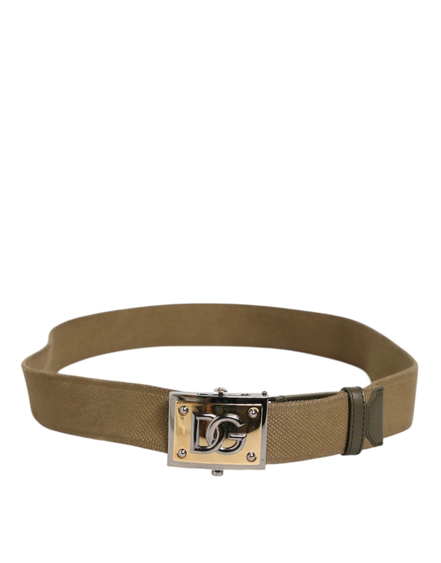 Dolce & Gabbana Military Green Nylon Logo Metal Buckle Men's Belt ()