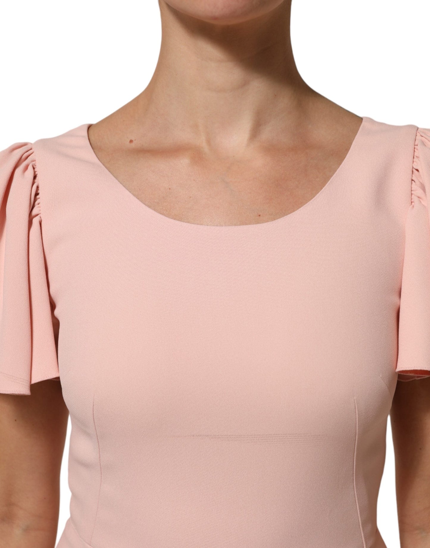 Dolce & Gabbana Pink Viscose Fit Flared Sheath Midi Women's Dress ()