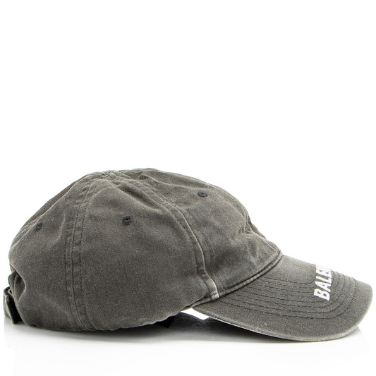 Balenciaga Distressed Canvas Logo Baseball Hat