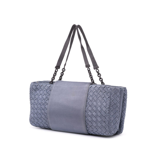 Bottega Veneta Canvas Intrecciato Buckle Flap Handbag
