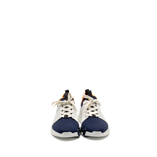Hermes size 40.5 Men’s Bouncing sneaker white/ navy/ orange