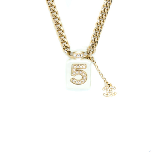 Chanel No.5 Perfume Bottle Choker/Necklace Crystal/Pearl LGHW