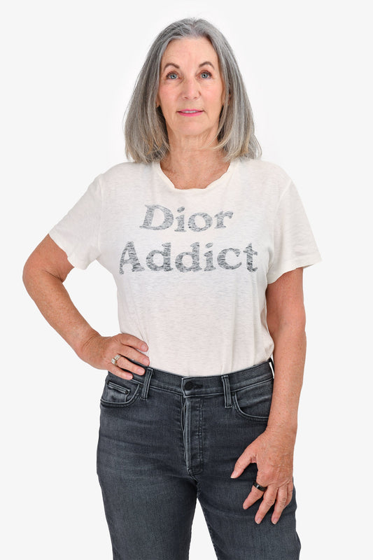 Christian Dior White "Dior Addict" T-Shirt Size L
