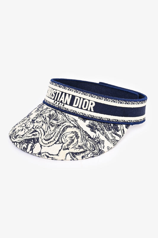 Christian Dior Navy/White Logo Embroidered Visor