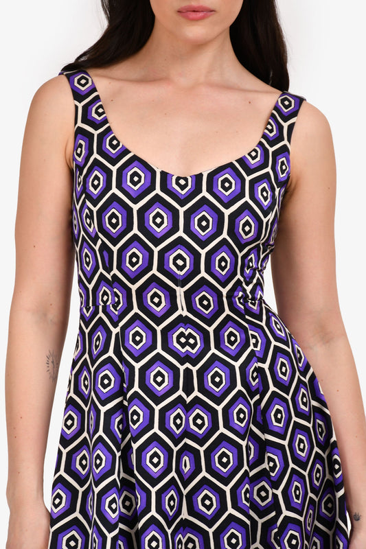 Prada 2012 Purple/Black Geometric Sundress Size 36