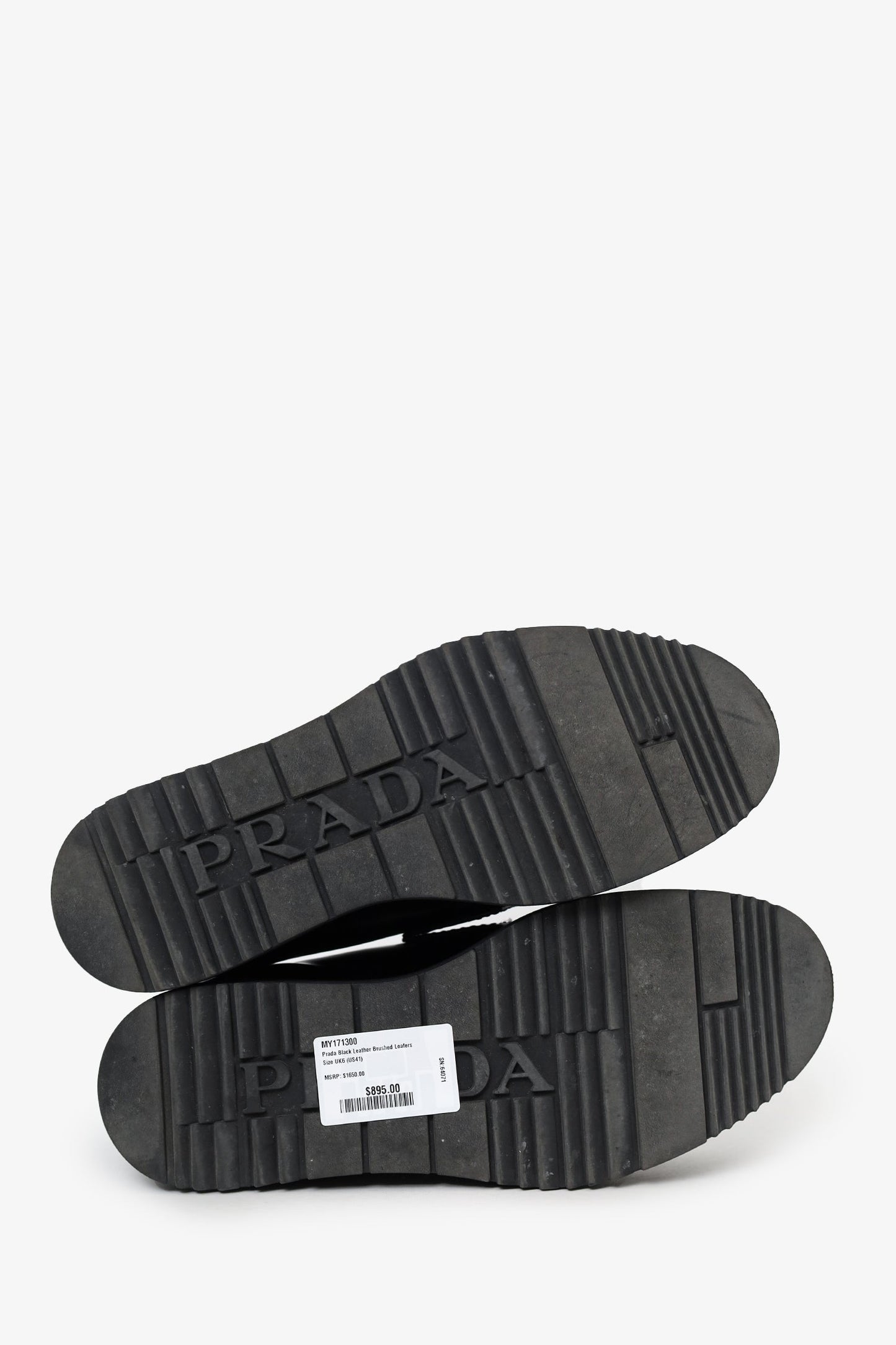 Prada Black Leather Brushed Loafers Size 41