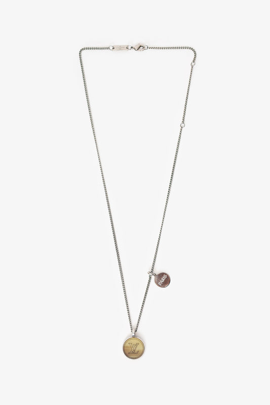 Louis Vuitton Silver Tone LV Horn Necklace