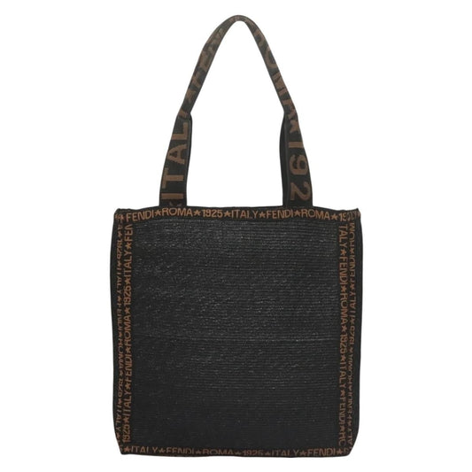 Fendi Zucca Tote Bag Straw Black Wood Tote Bag Bag ()