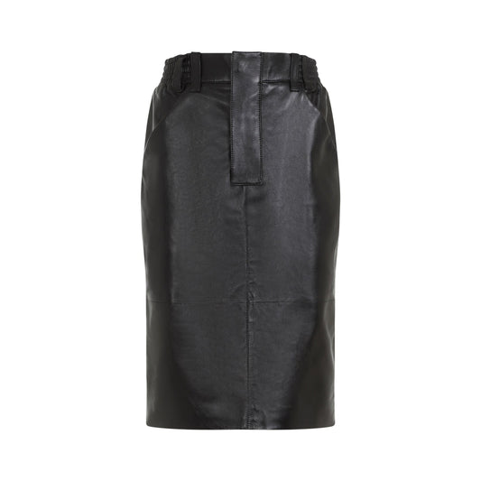 SAINT LAURENT Chic Lamb Leather Midi Skirt