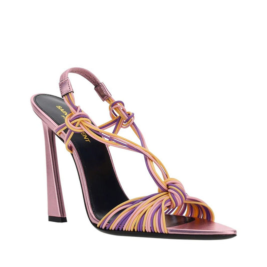 Saint Laurent Multicolor Calfskin Stiletto Heel Women's Sandals