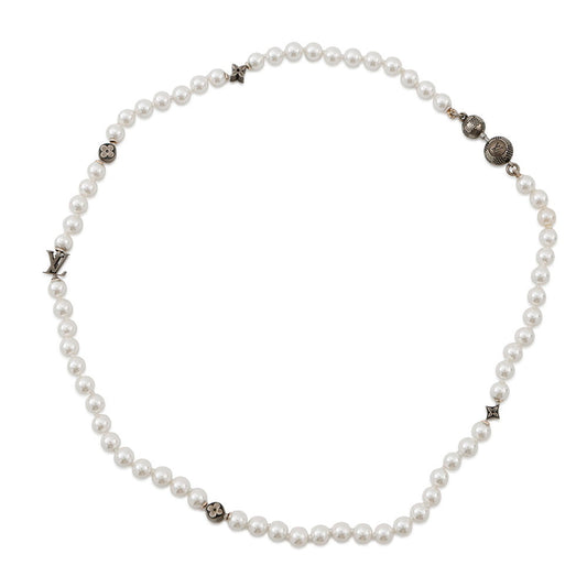 LOUIS VUITTON ★Monogram Slim Pearl NecklaceM02235 Faux Pearl