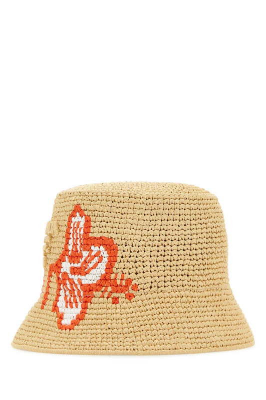 Prada Women Raffia Bucket Hat